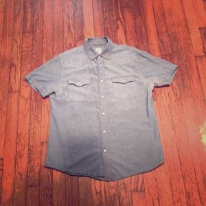 Men’s M Denim Short Sleeve Pearl Snap